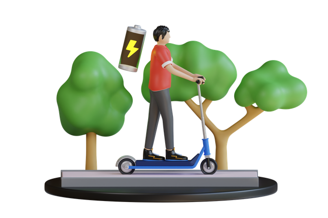Riding Electronic Vehicle Scooter  3D Icon