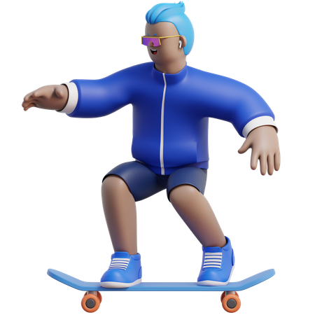 Riding Skateboard  3D Illustration