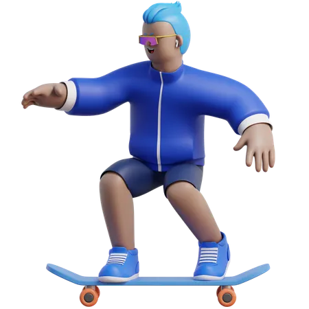 Riding Skateboard  3D Illustration