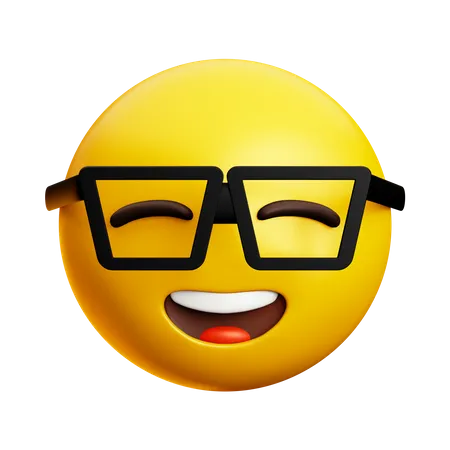 Cara inteligente riendo con gafas y ojos cerrados  3D Icon
