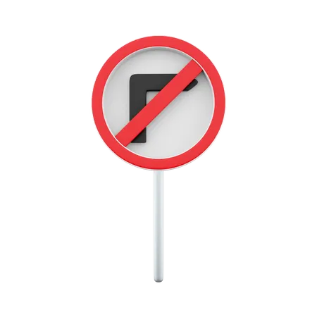 3 D Rendering Road Sign Icon Road Rules Icon No Right Turn 3 D Rendering No Right Turn Symbol Cartoon Icon 3D Icon