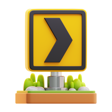 Right chevron traffic sign  3D Icon