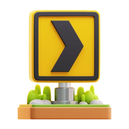 Right chevron traffic sign  3D Icon