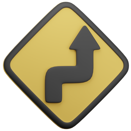 Right Curve Ahead  3D Icon