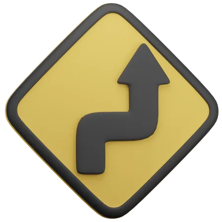 Right Curve Ahead  3D Icon