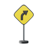 right curve sign 3d images