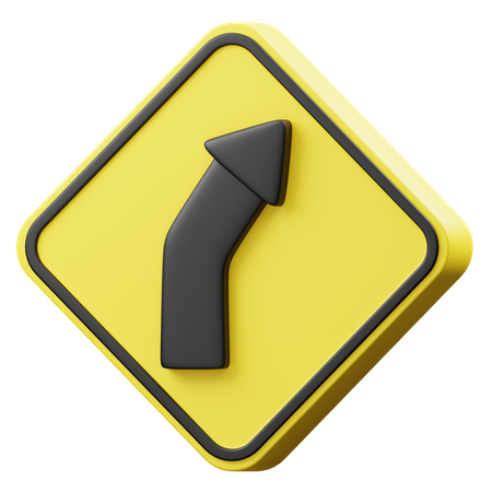 Right Curve Ahead  3D Icon