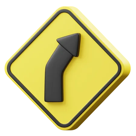 Right Curve Ahead  3D Icon
