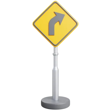 Right Curve Sign  3D Icon