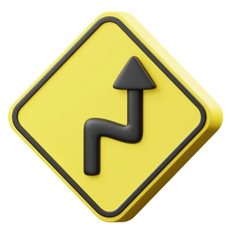 Right Double Bend Sign  3D Icon