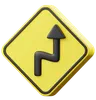 Right Double Bend Sign
