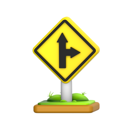 Right Intersection Sign  3D Icon