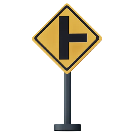 3 D Right Intersection Sign Llustration Alpha Background 3D Icon