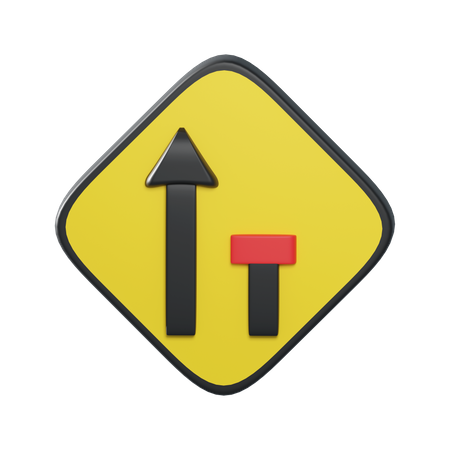 Right lane ends  3D Illustration