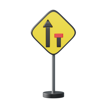 Right lane ends  3D Illustration