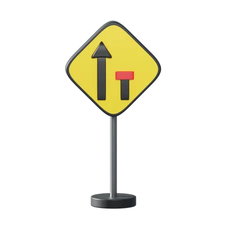 Right lane ends  3D Illustration