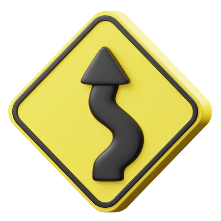 Right Many Bend Sign  3D Icon