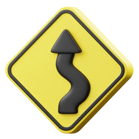 Right Many Bend Sign 3D Icon