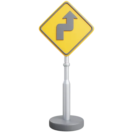 Right Reverse Turn Sign  3D Icon