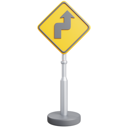 Right Reverse Turn Sign  3D Icon