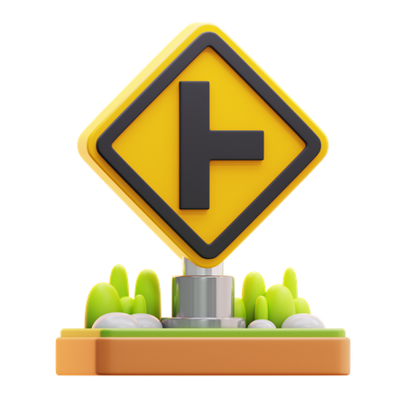 Right road intersection sign  3D Icon