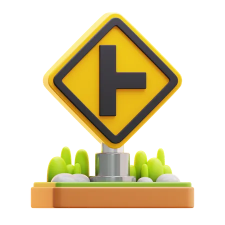 Right road intersection sign  3D Icon