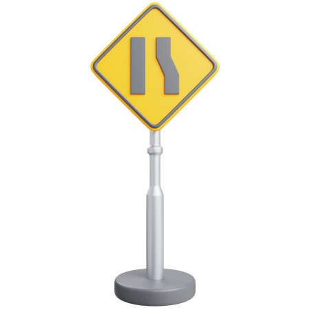 Right Road Narrows Sign  3D Icon