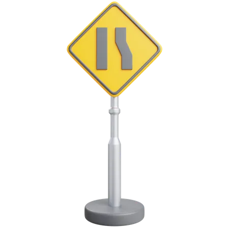 Right Road Narrows Sign  3D Icon