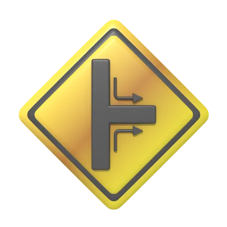 Junction To The Right Sign 3D Icon
