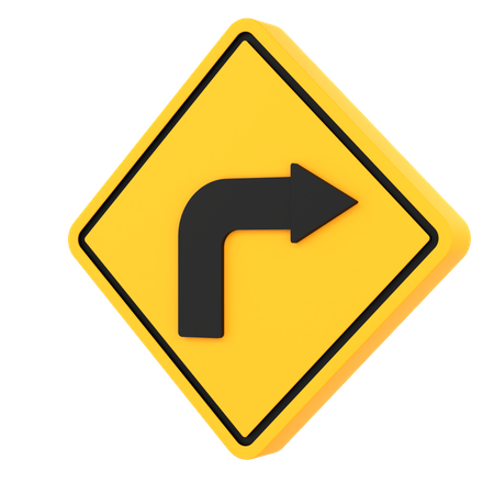 Right Turn Ahead  3D Icon