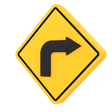 Right Turn Ahead  3D Icon