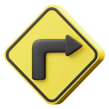 Right Turn Ahead  3D Icon