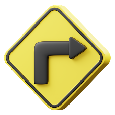 Right Turn Ahead  3D Icon