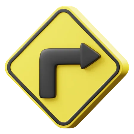 Right Turn Ahead  3D Icon