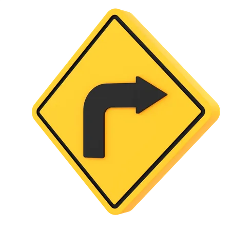 Right Turn Ahead 3 D Illustration 3D Icon