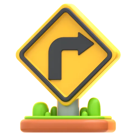 Right Turn Sign  3D Icon