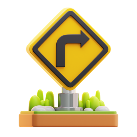 Right turn sign  3D Icon