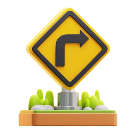 Right turn sign  3D Icon