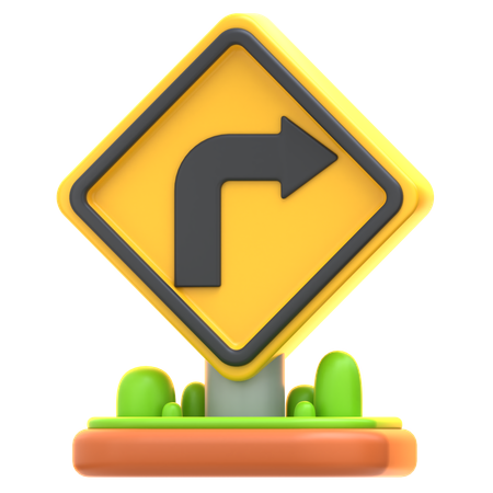 Right Turn Sign  3D Icon