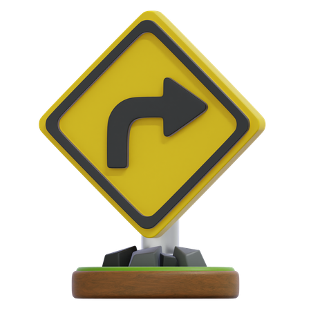 RIGHT TURN SIGN  3D Icon