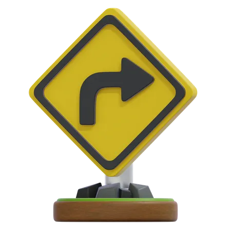 RIGHT TURN SIGN  3D Icon