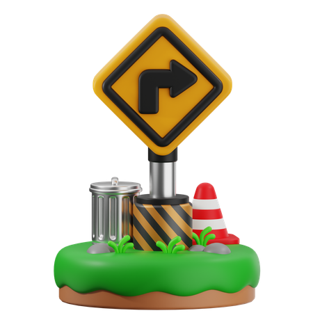 Right Turn Sign  3D Icon