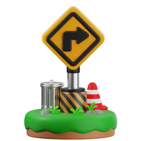 Right Turn Sign  3D Icon