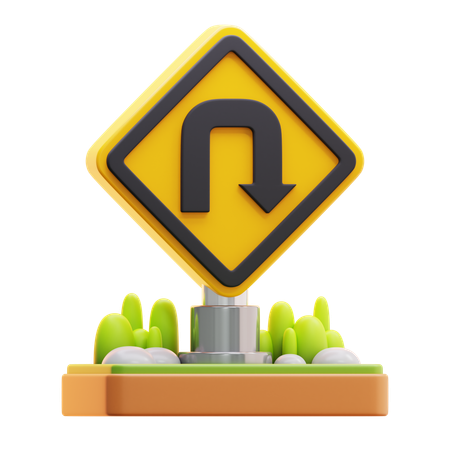 Right u turn sign  3D Icon