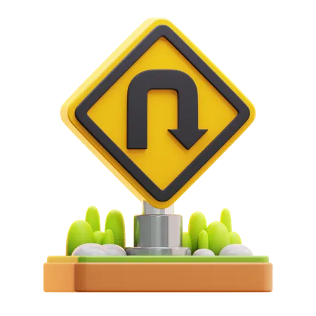 Right u turn sign  3D Icon