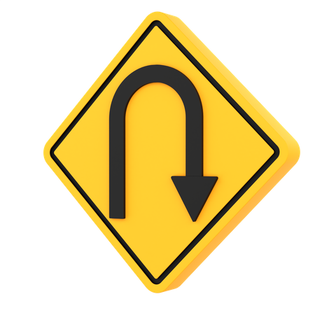 Right U Turn Sign  3D Icon