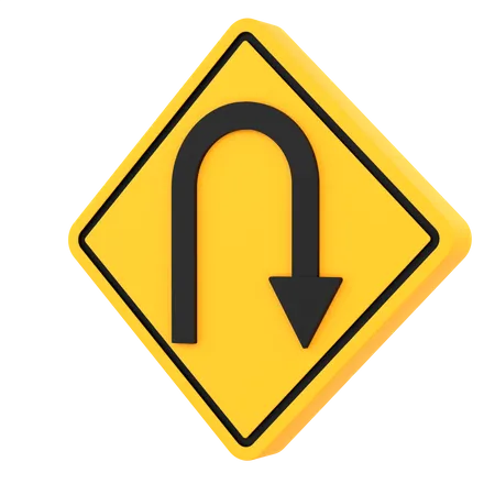 Right U Turn Sign  3D Icon