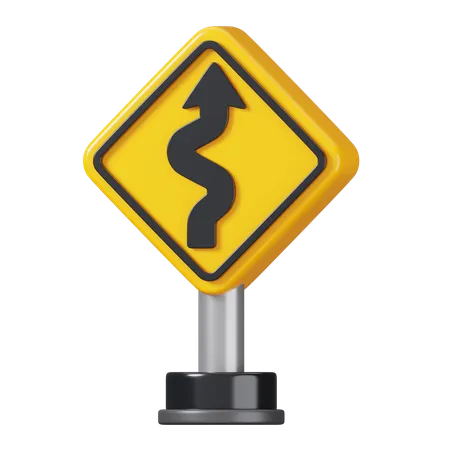 Right Winding Road Direction Sign  3D Icon