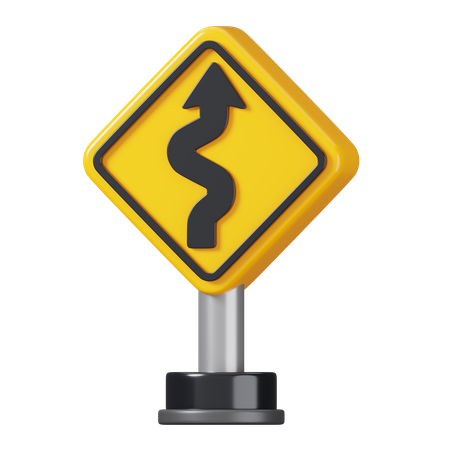 Right Winding Road Direction Sign  3D Icon