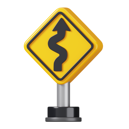 Right Winding Road Direction Sign  3D Icon
